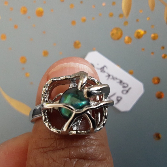 Genuine peacock color freshwater pearl ring - Picture 3 of 6